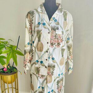 BRAND NEW Hand Block Cotton Pajamas Set For Woman Pineapple Print Night Suit